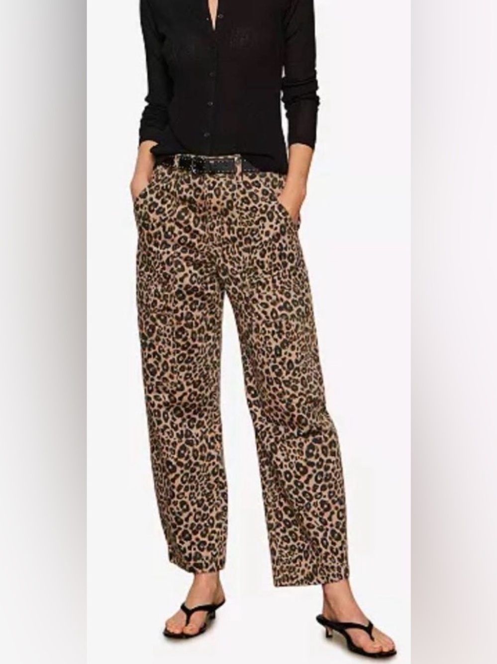 Sanctuary Leopard Print Boyfriend Utility Pants Cargo Barrel Size 28